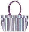 Cotton Colorful Striped Shopper Bag with Cotton Cord Handle 13"x9.5"x5"