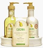 Cucina Zucchini Flower & Truffle Hand Wash & Cream Set with Ceramic Holder 6.7 oz each