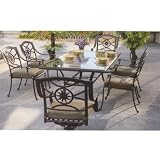 Darlee Ten Star Glass Top Cast Aluminum Outdoor Patio Dining Set With Cushions - 72 Inch Rectangular - Antique Bronze