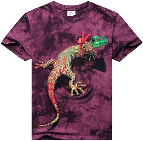 Termath 3D Lizard Printed Men's Short Sleeve T-Shirt Boys Crewneck Tee (Asia Tag XXXL)