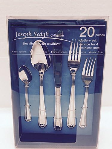 Florentia Collection 20-Piece Cutlery Set 'Soderini' Luxury Surgical Stainless Steel Silverware Flatware Set 18/10, Service for 4, Hostess Serving Set by Joseph Sedgh