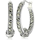 JUDITH JACK Marcasite Knot Hoop Earrings