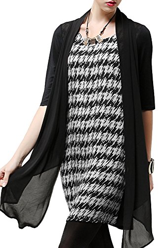 (Goldjapan)ゴールドジャパン 大きいサイズ レディース ワンピース シフォン レイヤード 総柄 カーディガン プリントミニワンピース ミニ丈ワンピース ミニワンピ 半袖 半そで 七分袖 7分袖 ゆったり 着痩せ 体型カバー 大きい おおきい ぽっちゃり 可愛い 着やせ ポチャカワ ポチャティブ L LL 2L 3L 4L 5L XL XXL 11号 13号 15号 17号 19号 Lサイズ LLサイズ ブラック 黒 black gold124