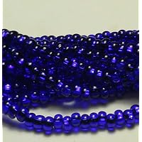 Cobalt Blue Silver Lined Czech 6/0 Seed Bead on Loose Strung 6 String Hank Approx 900 Beads