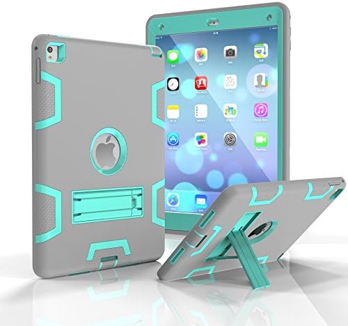 iPad air 2 Case,Truevaluetech Army Heavy Duty Kickstand Shockproof Protective Stand Bumpers PC+TPU Cover Case For Apple iPad air 2(Gray Green)