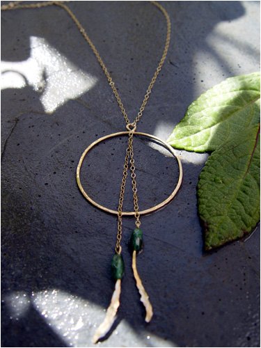 Dreamcatcher Necklace with Green Aventurine in Gold or Silver