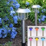 SohoDecor 2 Pack Multi-Colors Iridescent Stainless Steel Solar Garden Lights