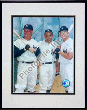 Roger Maris, Yogi Berra, and Mickey Mantle, New York Yankees Double Matted 8 X 10 Photograph in B