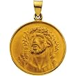 18K Yellow Gold Face of Jesus Medal - 24.50mm
