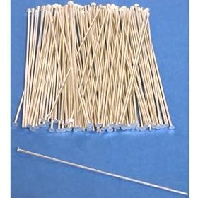 100 Head Pins Sterling Silver Bead Hat 21 Gauge 2"