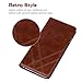 iPhone 6/6s Plus Case, Marge Plus Oil Wax Pattern Genuine Leather iPhone Case One Card Holder Slot Flip Cover Folio Case With Stand for Apple iPhone 6/6s Plus 5.5 Inch (Brown)