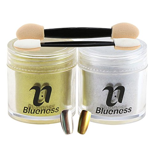 Blueness Mirror Powder Gold Silver 2 Box 5g Pigment Powder Chrome Pigment Nail Glitter Power Dust Nail Sequins