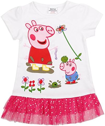 Kids Girls Tunic Top Lovely Cartoon Summer Short Sleeve Cotton T-Shirt 3-4Y