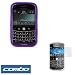 Dark Purple Durable Rubber Soft Silicone Skin Cover Case + Clear Durable Reusable LCD Screen Protector for AT&T RIM BlackBerry 9000 Bold Smartphone
