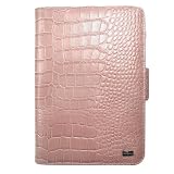 JAVOedge Pink Croc Book Style Case for the Barnes & Noble Nook (Corner Strap)
