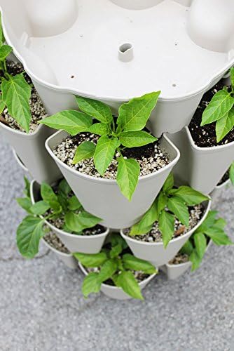 Large 3 Tier Stone GreenStalk Stackable Gardening System Conserves Water with Slow Drip Irrigation - Grows up to 54 Plants in 19"
