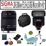 Sigma 28-300mm F3.5-6.3 DG Macro with EF530 DG Super Flash, Opteka 3 Piece Filter kit, Camera and Accessory Bag, 5 Piece Cleaning kit, AA Battery Pack and Charger for Pentax Cameras