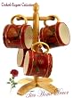 4PC COFFEE MUGS, LARGE MUGS ORCHARD RED TUSCANY