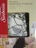 Sunbeam Microplush Heated Throw with 3 Heat Settings 50 X 60 Inches Green and Floral Pattern