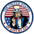 Angry Uncle Sam Patch Embroidered Joke Gift United States of Kiss My Ass Iron-On Flip the Bird