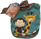 Nojo Jungle Tales Character Applique/ Print Bib and Burpcloth Set