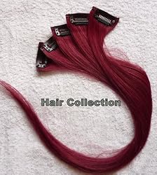 Hair Collection-18" Burgundy 100% Human Hair Clip in on Extensions - 1.6"widex5pcs