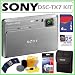 Sony DSCTX7 DSC-TX7 10.2MP CMOS Digital Camera with 4x Optical Zoom with Optical Steady Shot Image Stabilization and 3.5-inch Touch Screen LCD in Silver + 4GB Accessory Kit