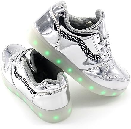Silver Kid Boy Girl Upgraded USB Charging LED Light Sport Shoes Flashing Sneakers 32