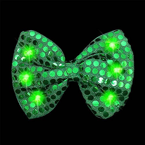 Light-Up Green Sequin Bow Tie