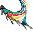 Perfektion Pack of six different colors, 1 foot Guitar - instrument Patch Cables (Right Angle) - Can be used for FX (effects) pedals, Instruments, and More!!!