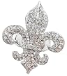 Big Bling Fleur De Lis Fashion Ring with Ice Austrian Crystals Adjustable Stretch Band