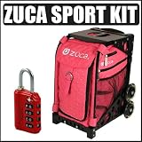 Zuca Sport Wheeled Complete Luggage Set With Frame Black and Insert Bag Hot Pink With Rhinestones