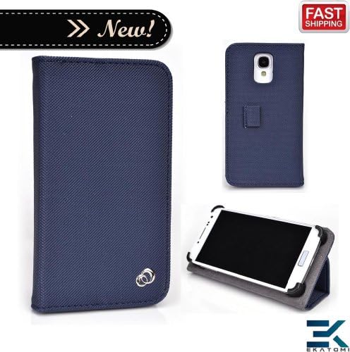 [M Smart Accord] HTC 7 Mozart Phone Case with Stand - BLUE | Universal Mobile Book Folio Cover. Bonus Ekatomi Screen Cleaner