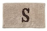 Ruia Home Inc Super Soft Luxurious 100-Percent Cotton Monogram Letter S Bath Rug, Brown in Taupe, 21 by 34-Inch