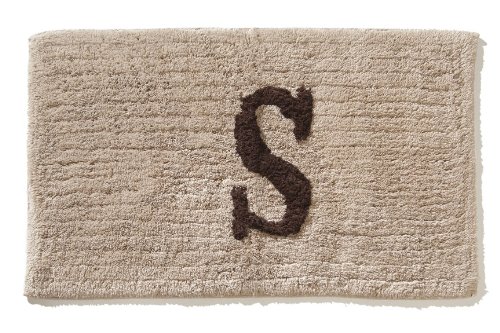 Ruia Home Inc Super Soft Luxurious 100-Percent Cotton Monogram Letter S Bath Rug, Brown in Taupe, 21 by 34-Inch