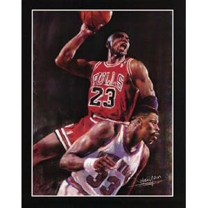 Michael Jordan (Dunking Over Ewing) Sports Poster Print - 13x19