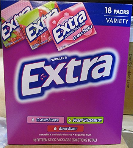 Wrigley's Extra Variety Pack Sugar Free Gum: 18 Packs of 15 Pieces - Cos10