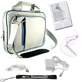 Kroo Blue and Gray Creamy Carrying Case Optional Shoulder Strap For Amazon Kindle DX Now with More Space, More Durable, Looks CooL + Includes a 4-inch Determination Hand Strap + Includes a 3 in 1 Combo Home & Car Charger with USB Data Sync Cable + Screen Protector Guard (Accessory Pack is Also Compatible with New Kindle DX Wireless Reading Device 9.7" Display Latest Generation)