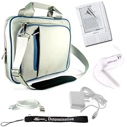 Amazon Kindle DX Nylon Cover Case (Fits 9.7" Display) + includes a 4-inch eBigvalue (TM) Determination Hand Strap + Includes a 3 in 1 Combo Home & Car Charger with USB Data Sync Cable + Screen Protector Guard (Accessory Pack is Also Compatible with New Kindle DX Wireless Reading Device 9.7" Display)