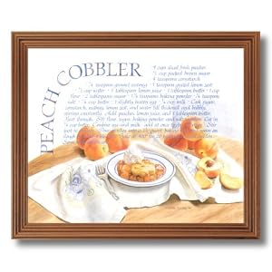Framed Oak Peach Cobbler Pie Home Kitchen Recipe Cafe Pictures Art Print