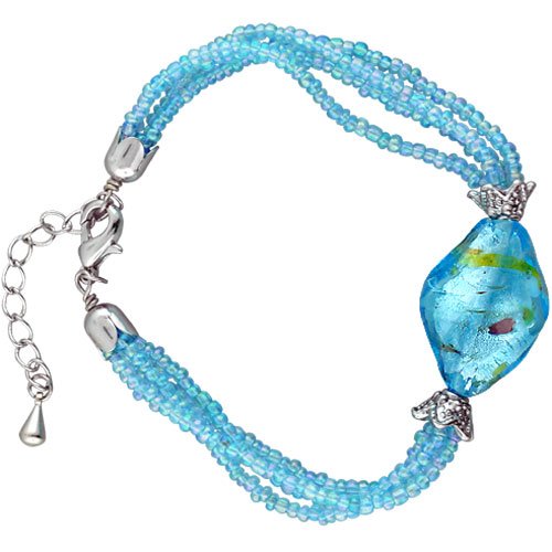 Sky Blue Twist Leaf Murano Glass Bracelets
