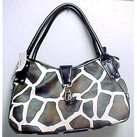 Brown Off White Giraffe Print Purse Handbag Trendy