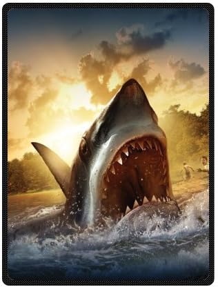 Custom Great White Shark Super Soft Fleece Blanket 58" X 80" (Large)