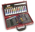 Watercolor Art Set Includes 28 Paints, Brushes And Other Essentials In A Sturdy Wood Carrying Case