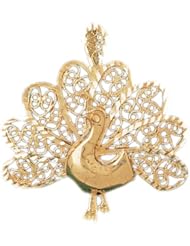 Dazzlers Solid 14k Gold Peacock Charm Pendant Available in three colors from jewelsberry (weights: 3.8 grams only)