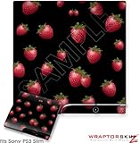 Sony PS3 Slim Skin - Strawberries on Black