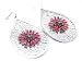 Gorgeous X-Large Fuschia Cosmo Flower Earrings with Large Austrian Crystals Silver Tone