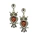 Bleek2Sheek Medium Antiqued Turquoise Crystal Wise Owl Dangle Earrings