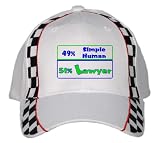 49% Simple Human 51% Lawyer White Racing Checker Flag Hat / Baseball Cap