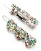 2 Silvertone Multi Colored Rhinestone 3 Heart Snap Hair Barette Clips
